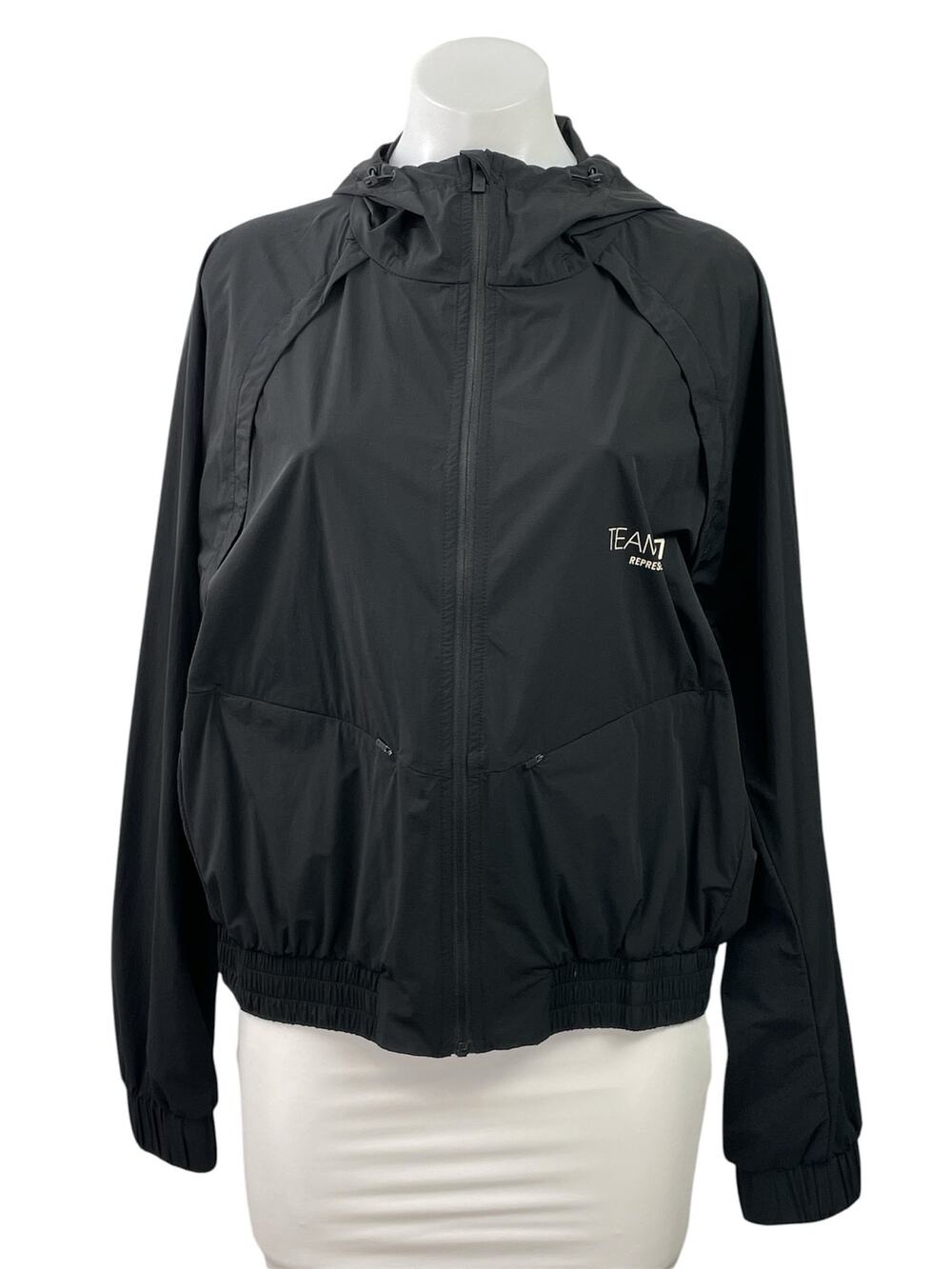 Represent 247 Women's Black Long Sleeve Zip Up Athletic Training Jacket Size 12